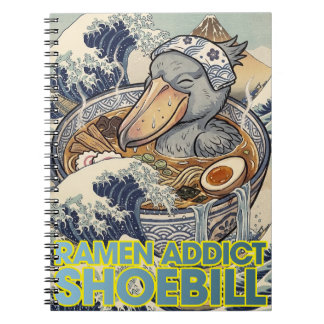 Ramen Addict Japanese Wave Shoebill Notebook