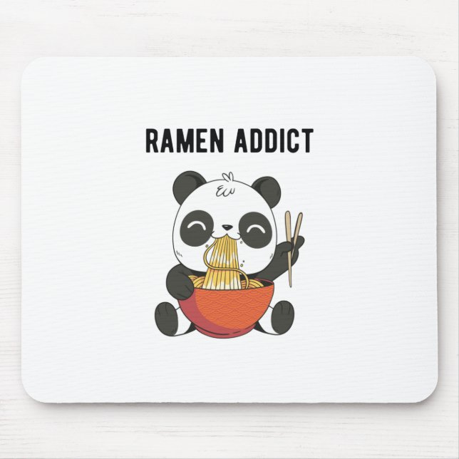 Ramen Addict Panda Bear | Japanese Cooks Gift Idea Mouse Pad (Front)