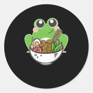 Ramen and cute Frog Japanese Noodles addicted Classic Round Sticker