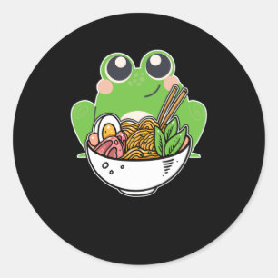Ramen and cute Frog Japanese Noodles addicted Classic Round Sticker