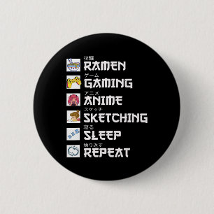 Ramen Anime Gaming Repeat Otaku Anime Manga Video 6 Cm Round Badge
