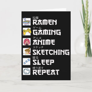 Ramen Anime Gaming Repeat Otaku Anime Manga Video  Card