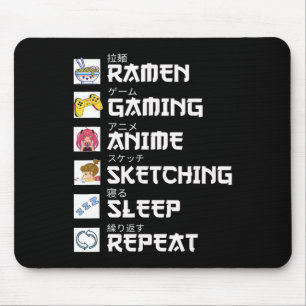 Ramen Anime Gaming Repeat Otaku Anime Manga Video Mouse Pad