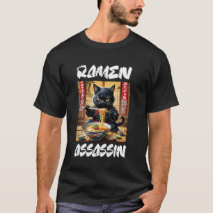 Ramen Assassin Black Cat Funny Japanese Ramen Nood T-Shirt
