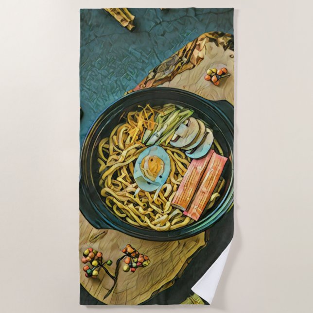 Ramen birthday gift beach towel (Front)