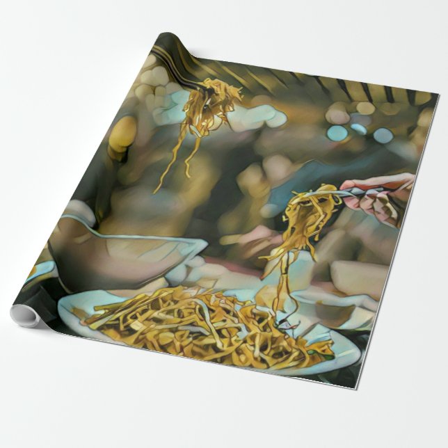 Ramen birthday gift wrapping paper (Unrolled)