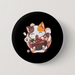 Ramen Cat Anime Bowl Kawaii Neko Japanese 6 Cm Round Badge
