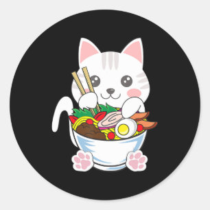 Ramen Cat Anime Bowl Kawaii Neko Japanese Food Gir Classic Round Sticker