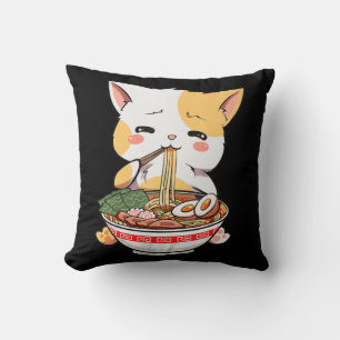 Ramen Cat Anime Bowl Kawaii Neko Japanese Kids Gir Cushion