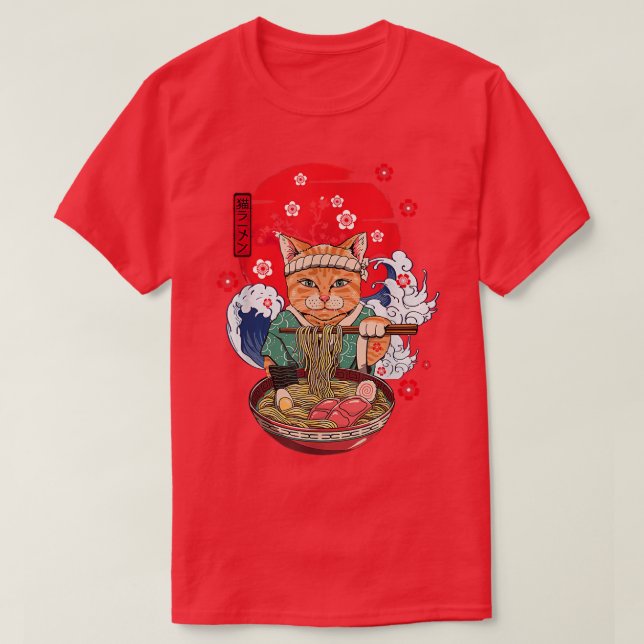 Ramen Cat Anime Japanese Food Cat Lover Gifts Girl T-Shirt (Design Front)