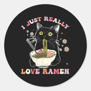 Ramen Cat Anime Kawaii Clothes Otaku Clothing Mang Classic Round Sticker
