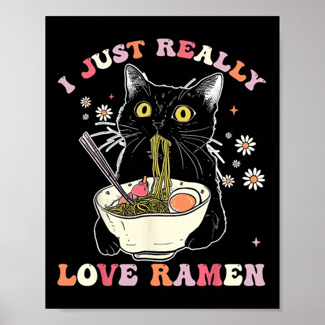Ramen Cat Anime Kawaii Clothes Otaku Clothing Mang Poster (Front)