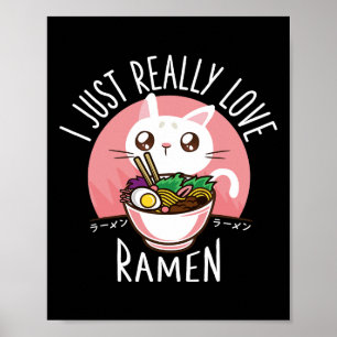 Ramen Cat Anime Shirt - Kawaii Clothes Otaku Cloth Poster
