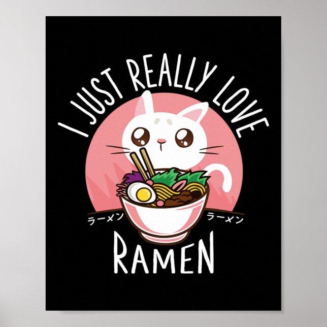 Ramen Cat Anime Shirt - Kawaii Clothes Otaku Cloth Poster (Front)