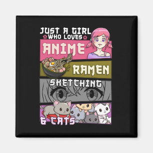 Ramen Cat Anime Sketching Just A Girl Who Loves  Magnet