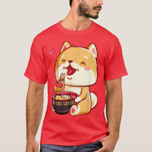Ramen Cat Eating Noodles Japanese Food Anime  T-Shirt