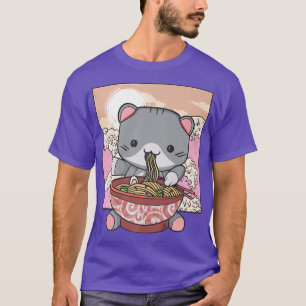 Ramen Cat Japanese Anime Kawaii Cute Korean Manga  T-Shirt