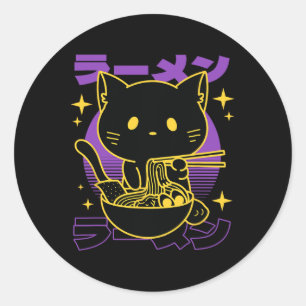 Ramen Cat Japanese  Classic Round Sticker