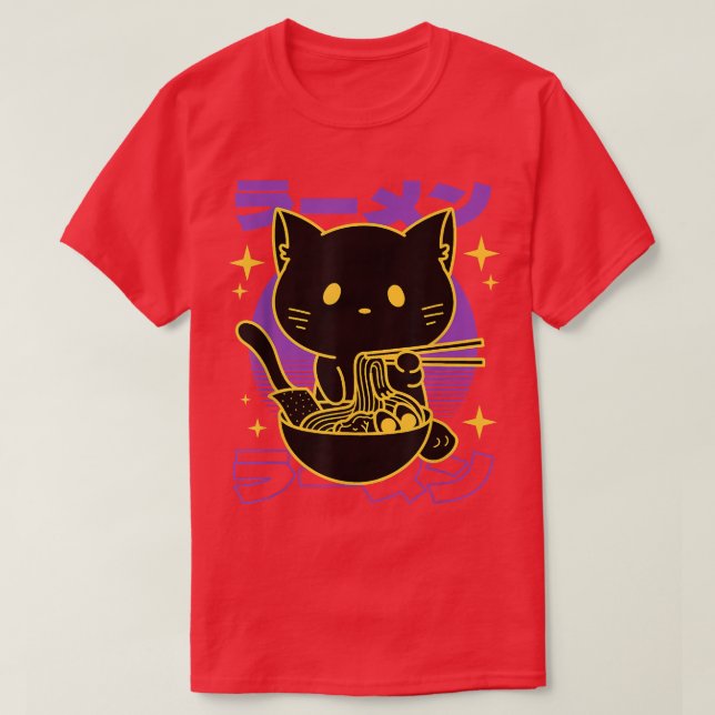 Ramen Cat Japanese  T-Shirt (Design Front)