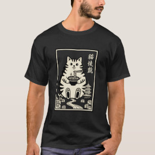 Ramen Cat Kaiju Kids Anime Cat Eating Ramen Japane T-Shirt