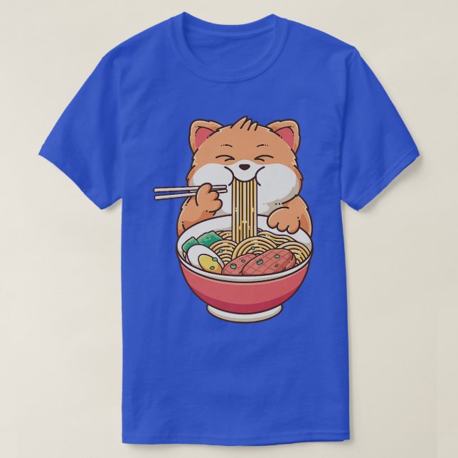 Ramen Cat Kawaii Anime Japanese Food Girls Teenage T-Shirt (Design Front)