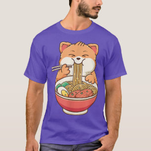 Ramen Cat Kawaii Anime Japanese Food Girls Teenage T-Shirt