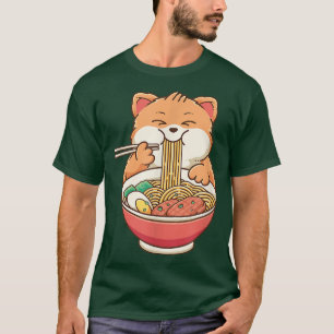 Ramen Cat Kawaii Anime Japanese Food Girls Teenage T-Shirt