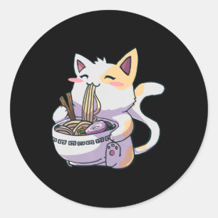 Ramen Cat Kawaii Anime Japanese Gift Classic Round Sticker