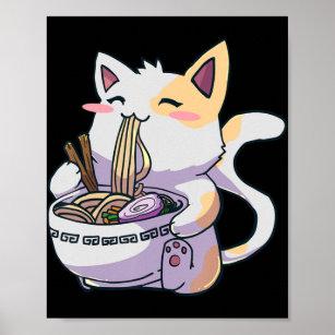 Ramen Cat Kawaii Anime Japanese Gift  Poster