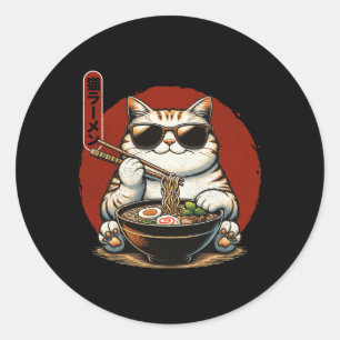 Ramen Cat Kawaii Anime Japanese Kawaii Neko 1 Classic Round Sticker