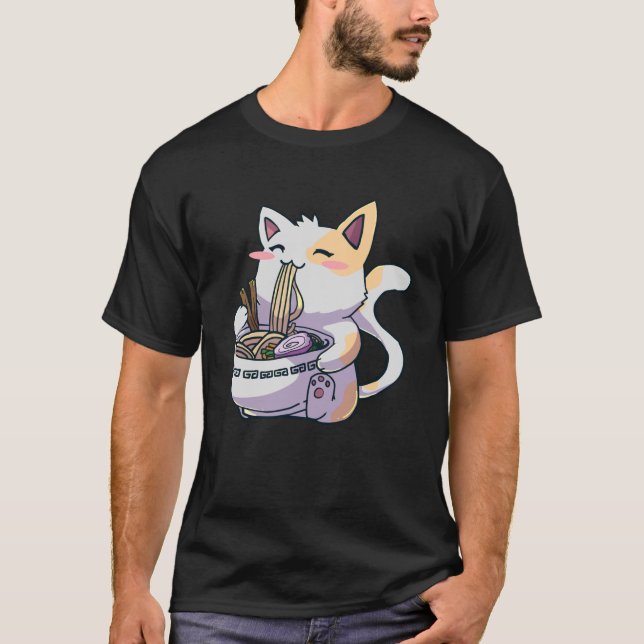 Ramen Cat Kawaii Anime Japanese Kawaii Neko Swea T-Shirt (Front)