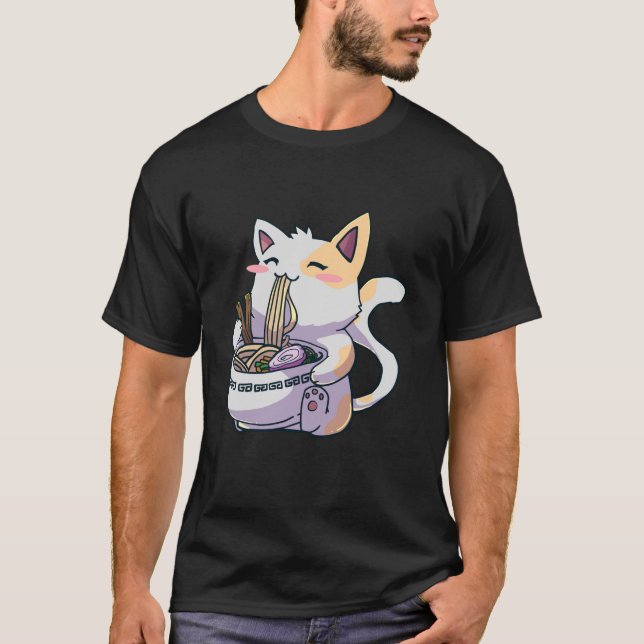 Ramen Cat Kawaii Anime Japanese Kawaii Neko  T-Shirt (Front)