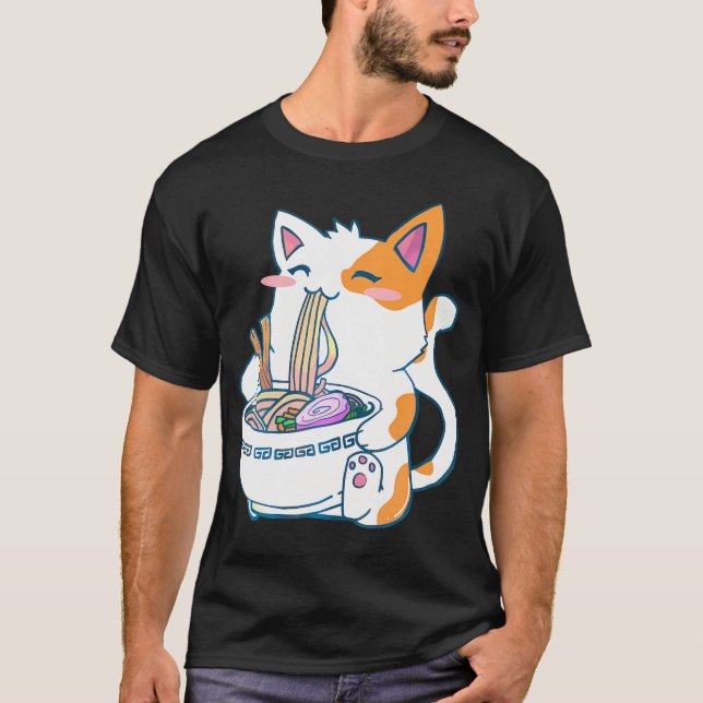 Ramen Cat Kawaii Anime Otaku         T-Shirt (Front)