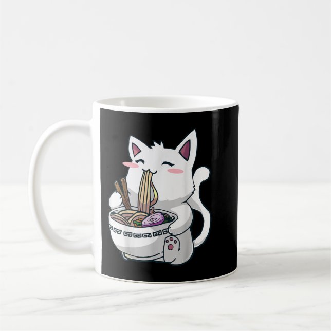 Ramen Cat Kawaii Anime Otaku T-Shirt Coffee Mug (Left)