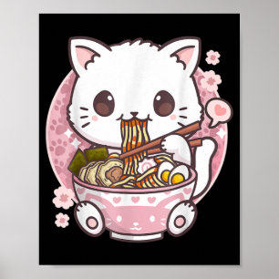 Ramen Cat Kawaii Anime Ramen Cat Cat Lovers Kawaii Poster