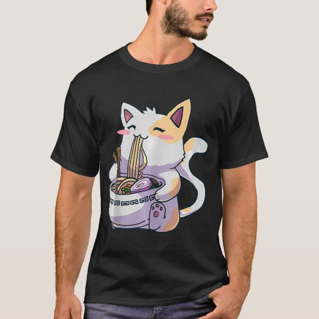 Ramen Cat Kawaii Neko Anime Cute Japanese Gift  T-Shirt (Front)