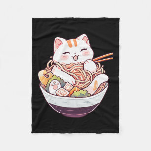 Ramen Cat Kawaii Neko Cute Anime Shirt For Men Wom Fleece Blanket