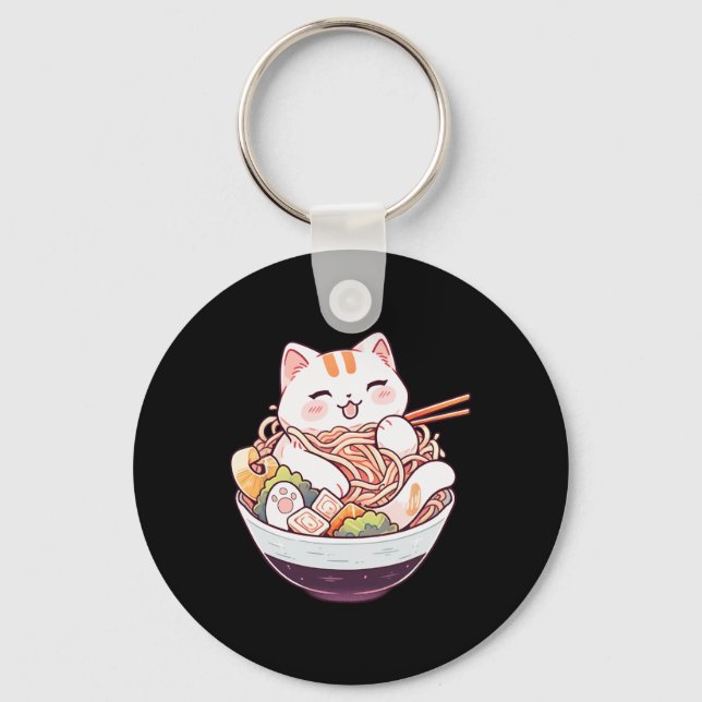 Ramen Cat Kawaii Neko Cute Anime Shirt For Men Wom Key Ring (Front)