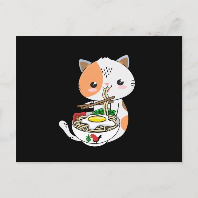 Ramen Cat Kitten Postcard (Front)