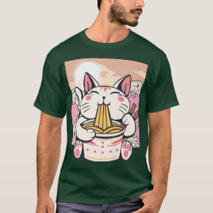 Ramen Cat Manga Japanese Anime Kawaii Cute Korean T-Shirt