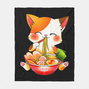 Ramen Cat Neko Anime Kawaii Japanese Food Gift Gir Fleece Blanket