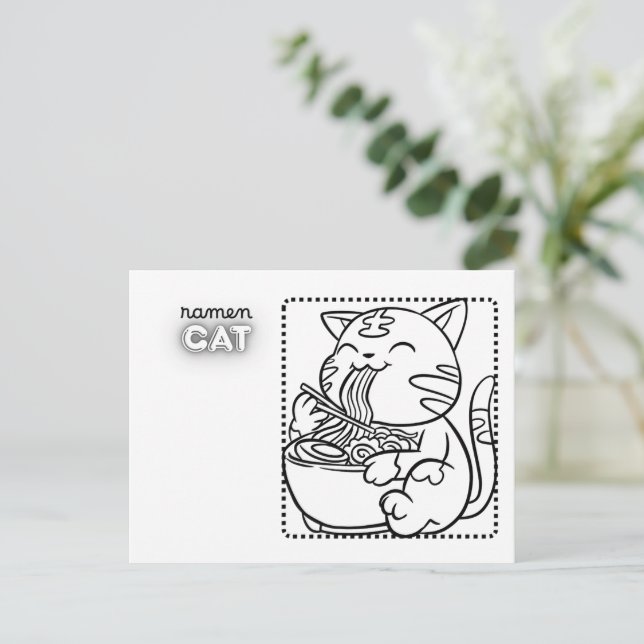 Ramen Cat Postcard * Colouring Page (Standing Front)