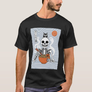 Ramen Cat Skeleton Halloween Japanese Noodles Funn T-Shirt