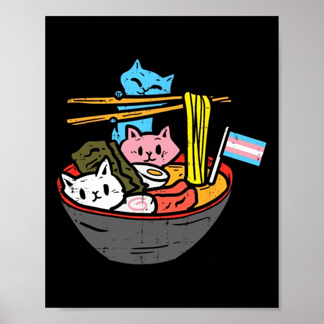 Ramen Cat Transgender Lgbt Trans Pride Janpanese N Poster (Front)