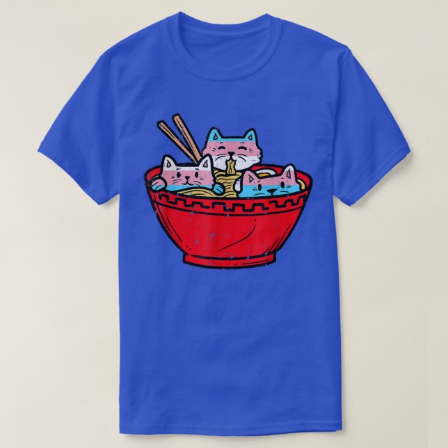 Ramen Cats Transgender Trans Pride Flag Japanese N T-Shirt (Design Front)
