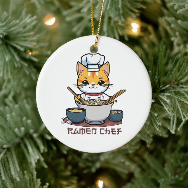 Ramen Chef Ceramic Ornament (Tree)