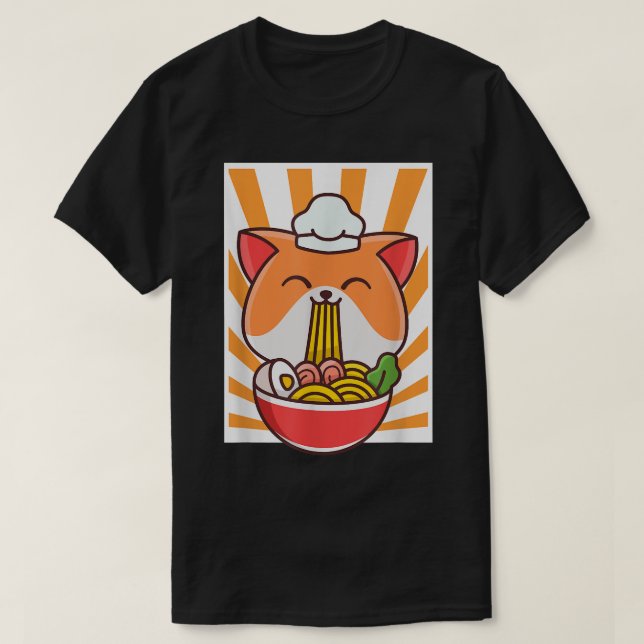 Ramen Cute Cat Kawaii Anime Japanese Food Lover Ne T-Shirt (Design Front)