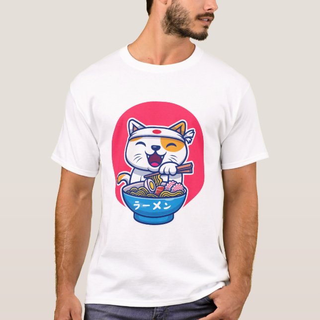 Ramen cute Cat T-Shirt (Front)