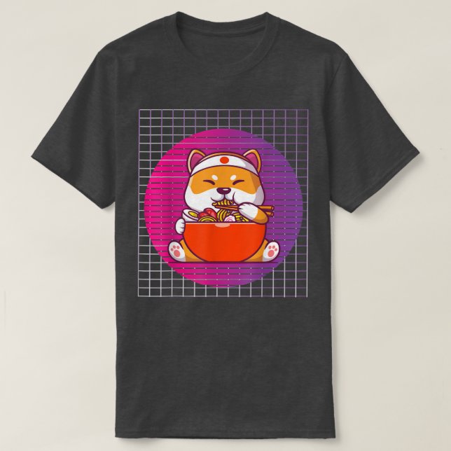 ramen dog cat, eating ramen,kawaii stuff ramen cat T-Shirt (Design Front)