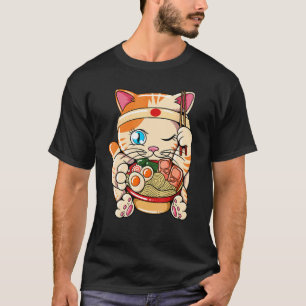 Ramen Eating Cat Baka Japanese T-Shirt